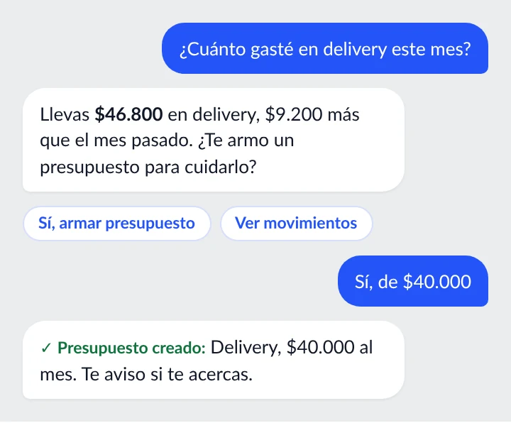 Chat con Lisa: responde cuánto gastaste y crea un presupuesto